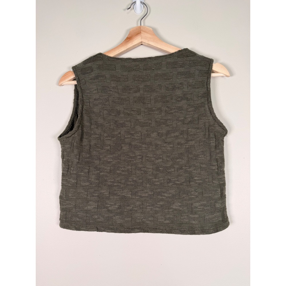 Madewell Olive Green Basketweave Knit Button Front Sweater Vest NN249 Womens XS - Picture 7 of 9